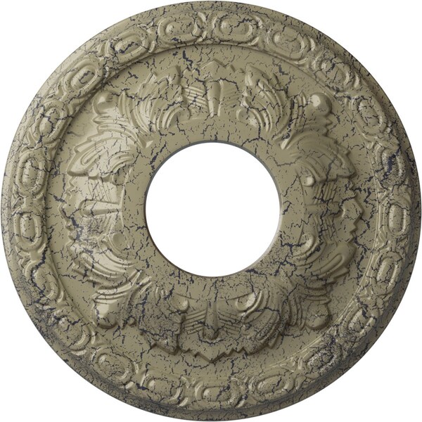 Ekena Millwork Leaf Ceiling Medallion (Canopies up to 4 3/4"), 11 3/8"OD x 3 5/8"ID x 1 1/8"P, Castle Stone Crackle CM11LFCSC - main
